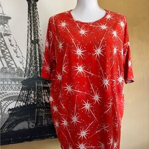 LuLaRoe Red Starburst Tunic Top